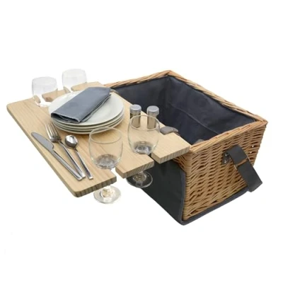 Afbeelding van UNUS Picknickmand voor 4 personen, 33 delige complete set met serveertafel, picknickdeken en servies