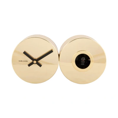 Afbeelding van Karlsson Wandklok Duo Cuckoo Plated Goud 26x7.2x13cm Scandinavisch