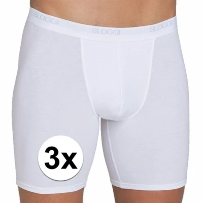 Afbeelding van 3x Sloggi basic long heren boxershort wit 2XL