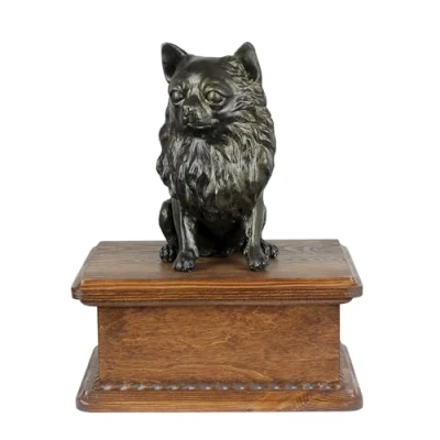 Afbeelding van Art Dog Urn voor hondenas Handgemaakt gedenkteken met koudgegoten bronzen beeld huisdierherdenkingsurn de naam 8,3x11,4x4,3 Chihuahua