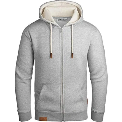 Afbeelding van Grin&amp;Bear GEC490 Hoody voor heren, met fleecevoering, gemengd grijs, XXL