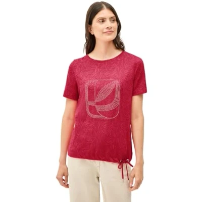Afbeelding van Cecil MIT Schmucksteinen Tshirt print, Dames, Maat: Large, Rot