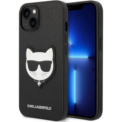 Afbeelding van Backcase hoesje geschikt voor iPhone 14 Plus Karl Lagerfeld Effen Zwart TPU (Zacht)