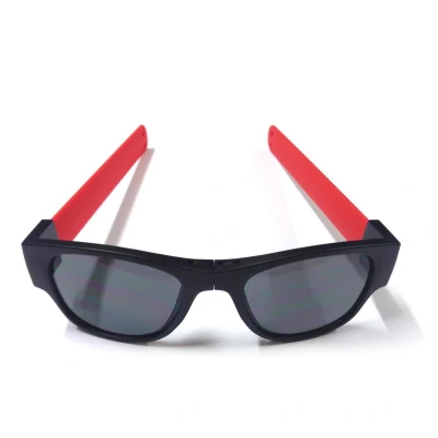 Afbeelding van Clix Zonnebril Rood, Vouwbare zonnebril, Vormt naar je hoofd, Snap on