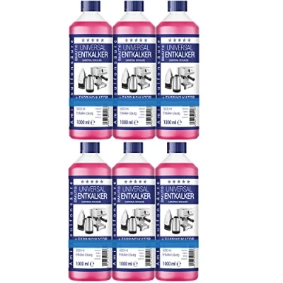 Afbeelding van 6 x 1000 ml universele ontkalker voor volautomatische koffiemachines en koffiezetapparaten, 8 ontkalkingen van elk 125