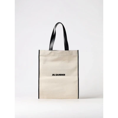 Afbeelding van Canvas Tote Bag with Leather Handles White