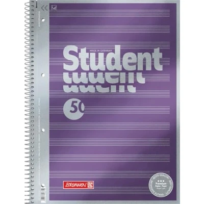 Afbeelding van Brunnen Student Notitieblok, collegeblok, premium bladmuziek, 4 voudig geperforeerd (veredeld voorblad met metallic effect, A4, 90 g/m², 50 vellen)