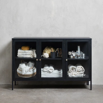 Afbeelding van Nordic Home Ragnar dressoir 130 cm zwart Metaal