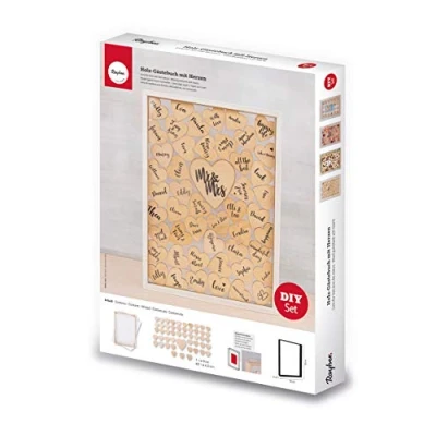 Afbeelding van Rayher houten gastenboek met harten voor bruiloft, doop en verjaardag, frame om neer te zetten incl. 50 harten, 35x26x4 cm, natuur, FSC Mix Credit, 62966505