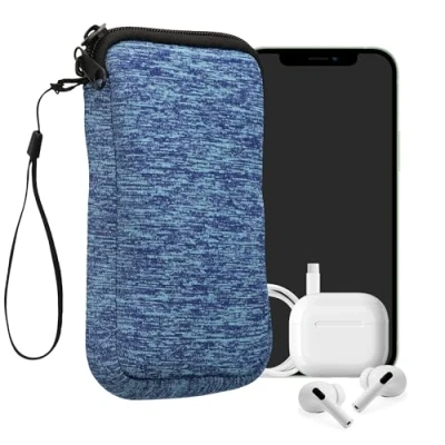 Afbeelding van kwmobile telefoontasje universeel geschikt voor L 6,5&quot; smartphones 16,5 x 8,9 cm Hoesje met rits en polslusje In zeeblauw / lichtblauw
