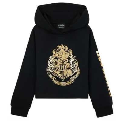 Afbeelding van Harry Potter hoodie voor meisjes, tieners, zachte zwart/goud/rood Zweinstein met ritssluiting, sweatshirt, meisjestruien leeftijd 5 14, cadeaus 9 10 jaar