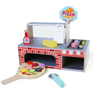 Afbeelding van Ecotoys 34 delige houten pizzaria speelgoed set inclusief accessoires