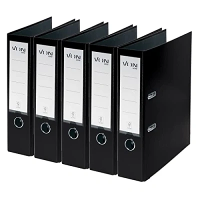 Afbeelding van VON Leitz 10551095 Ordner A4, karton met kunststof omslag, 80 mm rugbreedte, voor 600 vellen, FSC gecertificeerd karton, ordner, school, studie en thuis, zwart