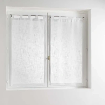 Afbeelding van Douceur d&#039;Intérieur Hantona paar lussen recht, linnen effect, geweven, polyester, wit, 120 x 60 cm