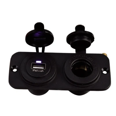 Afbeelding van 12/24 volt USB Standaard inbouwstopcontact met laadfunctie Zwart