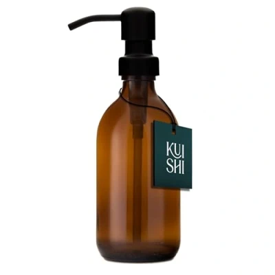 Afbeelding van Kuishi Pompfles van amberkleurig glas met pomp roestvrij staal [300 ml, zwarte pomp], navulbare bruine flessen, ideaal voor het handen wassen, shampoo, conditioner (BPA vrij)