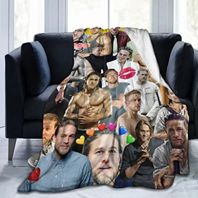 Afbeelding van Suehome Deken Charlie Hunnam zachte en comfortabele wollen fleece plaid voor bank kantoor auto camping yoga reizen woondecoratie gezellige pluche stranddeken cadeau