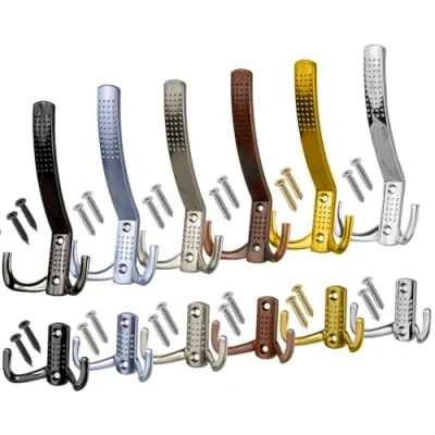 Afbeelding van 5 kledinghaken, garderobehaken, haken, wandhaken, lang, koperen look