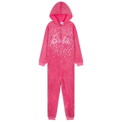 Afbeelding van Barbie Fleece onesie met capuchon voor meisjes en tieners, warm slaappakje capuchon, gezellige loungewear, cadeau meisjes, roze, 13 14 jaar