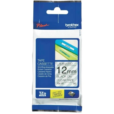 Afbeelding van Brother Black on Clear Gloss Laminated Tape, 12mm