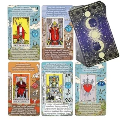 Afbeelding van TAROTIKA tarotkaarten leggen leren, voor beginners, geen handleiding nodig, eenvoudig en snel tarotdek met Duitse betekenissen op je