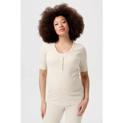 Afbeelding van Pyjamatop met voedingsfunctie Renate Oatmeal XS/S
