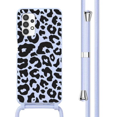 Afbeelding van Samsung Galaxy A32 (4G) Hoesje Siliconen en TPU (zacht) imoshion Backcover met koord/Softcase/Koordhoesje Animal Lila Telefoonhoesje