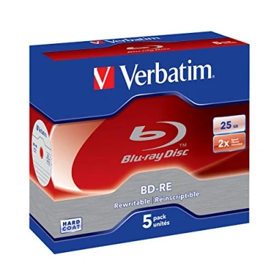 Afbeelding van Verbatim BD R Single Layer Blu Ray Disc 25 GB, 2x brandsnelheid, krasbescherming, 5 Pack Jewel Case