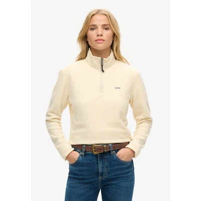 Afbeelding van Superdry Vrouwen Korte Polar Fleecetrui met Halve Rits Crème Grootte: 42