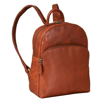 Afbeelding van STILORD &#039;Linnea&#039; Dames Lederen Rugzak Vintage Daypack Backpack Elegante Handtas voor Vrouwen City Dagrugzak School Travel Echt Leder, Kleur:vt brandy
