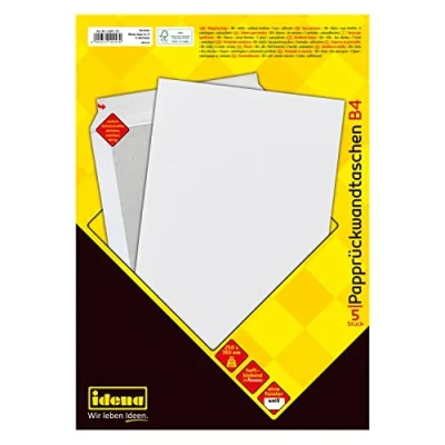 Afbeelding van Idena 10247 Verzendenvelop DIN B4, 120 g/m², drukgevoelig, met kartonnen rug, zonder venster, wit, 5 stuks