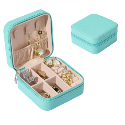 Afbeelding van sieradendoos Kleine Draagbare reissieradendoos Opbergdoos Voor ringen, oorbellen, kettingen, armbanden en sieraden Blauw