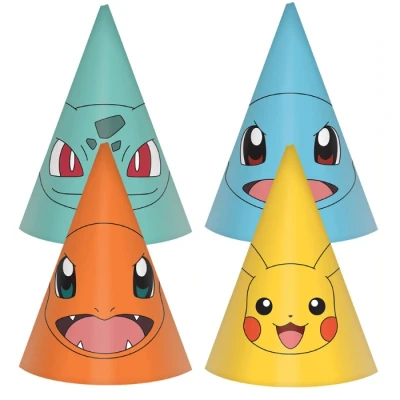 Afbeelding van Pokemon Pikachu Feesthoedjes 8 stuks