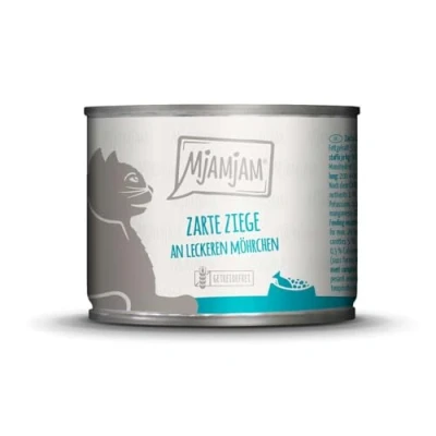 Afbeelding van MjAMjAM premium natvoer voor katten malse geit met heerlijke wortelen, pak van 6 (6 x 200 g), graanvrij extra vlees