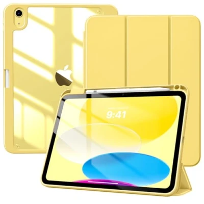 Afbeelding van TiMOVO hoesje voor iPad 10e generatie 2022, 10 met potloodhouder, hybride slanke drievoudige standaard beschermhoes 10,9 inch, smart shell transparante achterkant,
