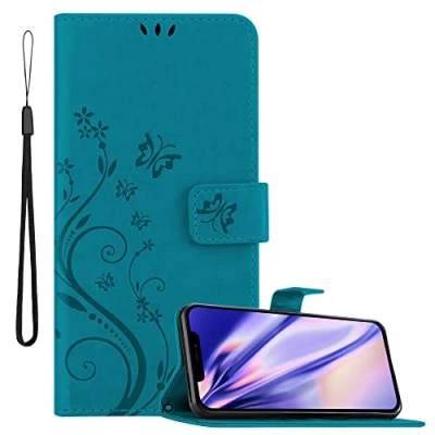 Afbeelding van Cadorabo Hoesje geschikt voor Apple iPhone 13 MINI in Bloemen BLAUW Beschermhoes Case Cover magnetische
