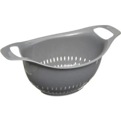 Afbeelding van Kleine vergiet/zeef antislip grijs 14 x 18 cm van kunststof Vergieten