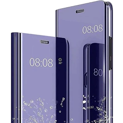 Afbeelding van BoerHang Hoesje compatibel met Samsung Galaxy S25 Ultra, Smart Clear View Cover, Standing Case, doorschijnend 360 beschermend. (Paars)