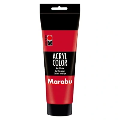 Afbeelding van Marabu 12010025031 Acryl Color kersenrood 225 ml, crèmige acrylverf op waterbasis, sneldrogend, lichtecht, waterbestendig, om aan te brengen met kwast en spons canvas, papier hout