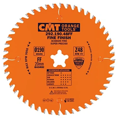 Afbeelding van CMT Orange Tools cirkelzaagblad fijne snede HW 190 x 2,4/1,6 20 (Feestool® FF) Z=48 15 ATB 292.190.48FF voor dwarssneden