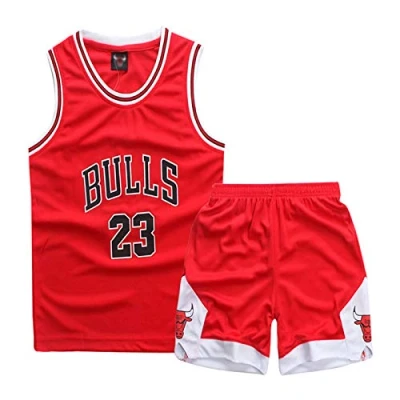 Afbeelding van Isovnus Geek Up 2 delige basketballset, trainingsbroek en mouwloos shirt, voor kleine jongens, rood, 9 Jaren