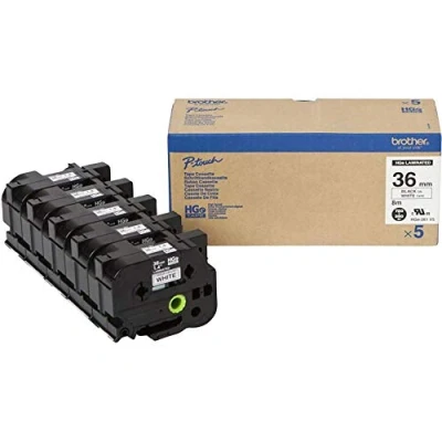 Afbeelding van Brother HGe 261v5 Tape Zwart op wit (36 mm)
