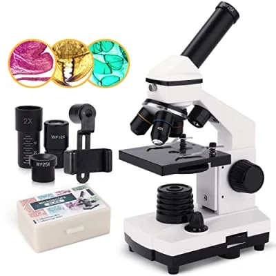 Afbeelding van [Upgraded] Samengestelde Monoculaire Microscoop 40X 2000X voor Kinderen, Volwassenen en Studenten, Precisie Biologische Wetenschap Onderwijs met Kits