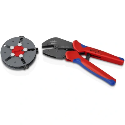 Afbeelding van KNIPEX 97 33 03 MultiCrimp Krimptang met wissellader meer componenten greep gebruineerd 250 mm