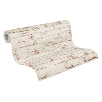 Afbeelding van Leen Bakker A.S. CrÃ ation Behang Steen Rood, En Beige 53cm X 10,05 M AS Vinyl Création