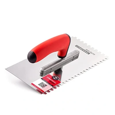 Afbeelding van COMENSAL® Tandtroffel 6 mm professionele roestvrijstalen stijltroffel tandspatel voor het leggen van tegels ergonomische handgreep Made in EU 270 x 130