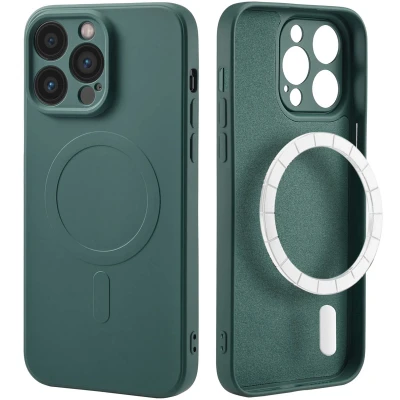 Afbeelding van Apple iPhone 14 Pro Max MagSafe Hoesje Siliconen en TPU (zacht) iMoshion Softcase/Backcover Donkergroen Telefoonhoesje