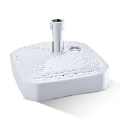 Afbeelding van GARDENIX parasolstandaard, vierkant, wit, rotanlook, van kunststof, vulbaar met zand, water, grind voor tuin, strand, terras, parasol, parasolhouder, paraplustandaard, standaard