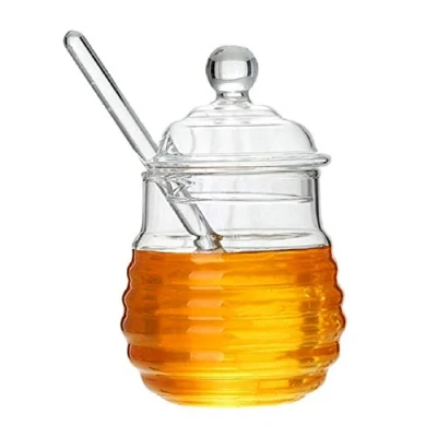 Afbeelding van GuDoQi Glazen Honingpot, Transparante Jampotten, Met Lepel en Deksel, 250 ml Honingdispenser Container