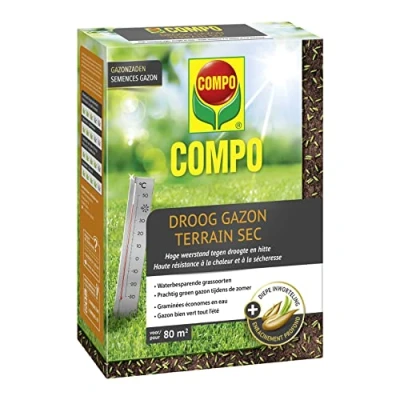 Afbeelding van COMPO Gazonzaad Droog Gazon voor droge en zonnige gazons veilige snelle kieming met coating doos 2 kg (80 m²)